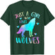 Just a Girl Who Loves wolves Watercolor Cute wolf lover,Short Sleeve T-Shirt - T-Shirt | Forest