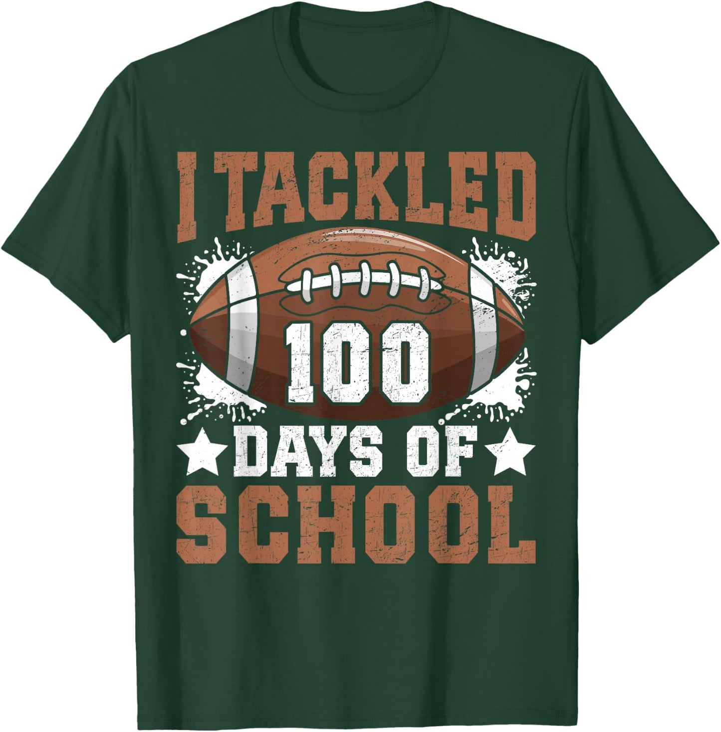 I Tackled 100 Days of School Football 100 Days Smarter Boys T-Shirt - T-Shirt | Forest