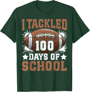 I Tackled 100 Days of School Football 100 Days Smarter Boys T-Shirt - T-Shirt | Forest