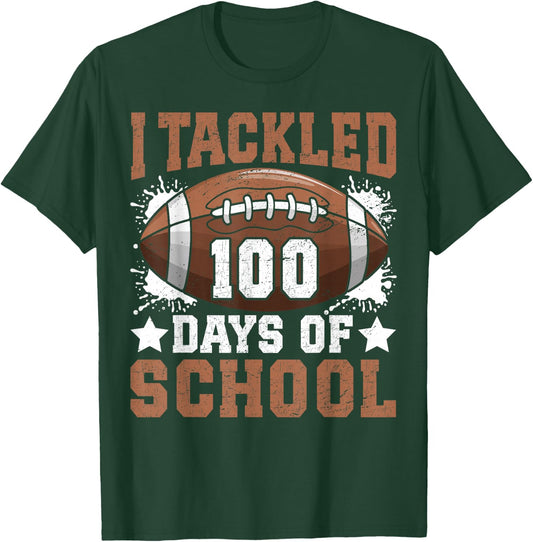 I Tackled 100 Days of School Football 100 Days Smarter Boys T-Shirt - T-Shirt | Forest