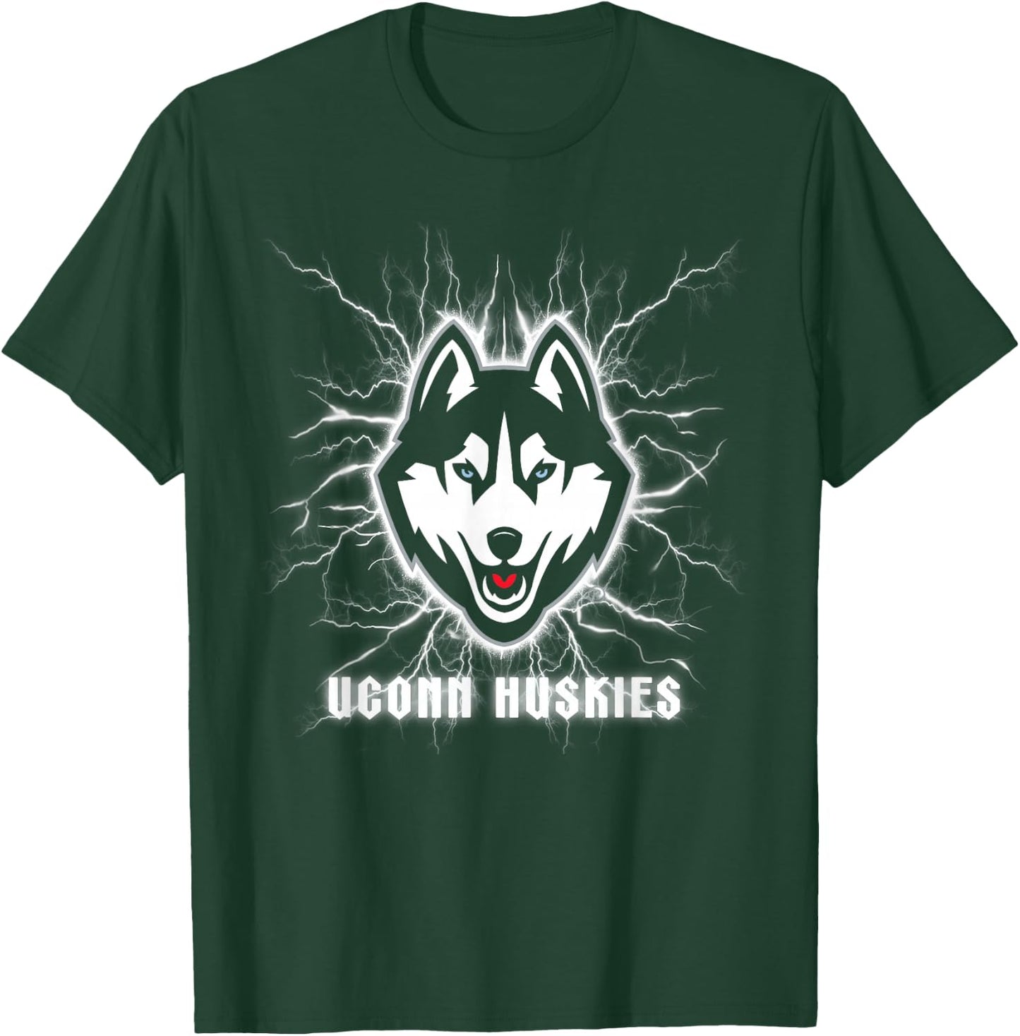 Elite Authentics Connecticut Huskies 90's Lightning -Adults Blue Small Short Sleeve T-Shirt - T-Shirt | Forest