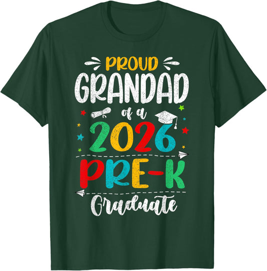 Proud Grandad of A 2026 Pre K Graduate Boy Girl Kids T-Shirt - T-Shirt | Forest