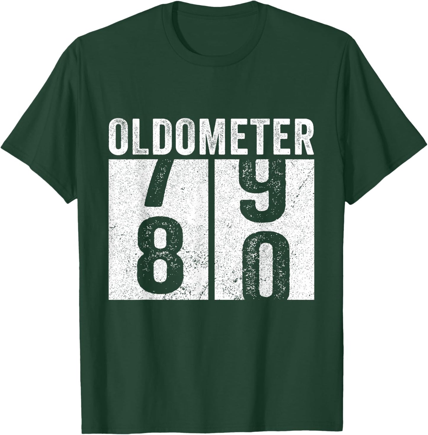 Retro 80th Birthday Oldometer 79-80 Vintage 80 Years Old T-Shirt - T-Shirt | Forest