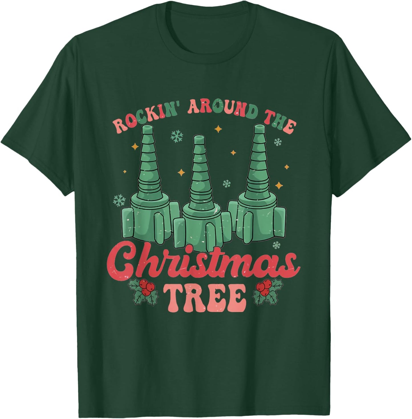 Rockin' Around The Christmas Tree Respiratory Therapist RT T-Shirt - T-Shirt | Forest