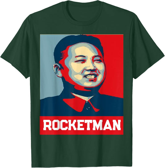 Kim Jong Un Rocket Man - Funny North Korea Shirt - -Adults - Black - Small - Short Sleeve - Classic Fit - Cotton Blend - Modern - Retro - Political Theme T-Shirt - T-Shirt | Forest
