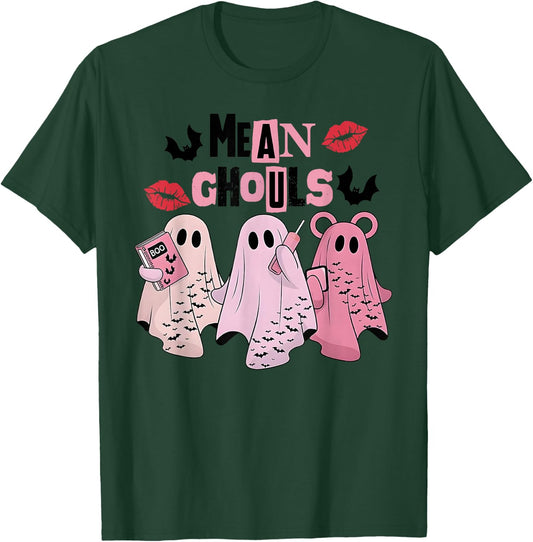 Funny Mean Ghouls On October We Wear Pink Breast Cancer T-Shirt - T-Shirt | Forest