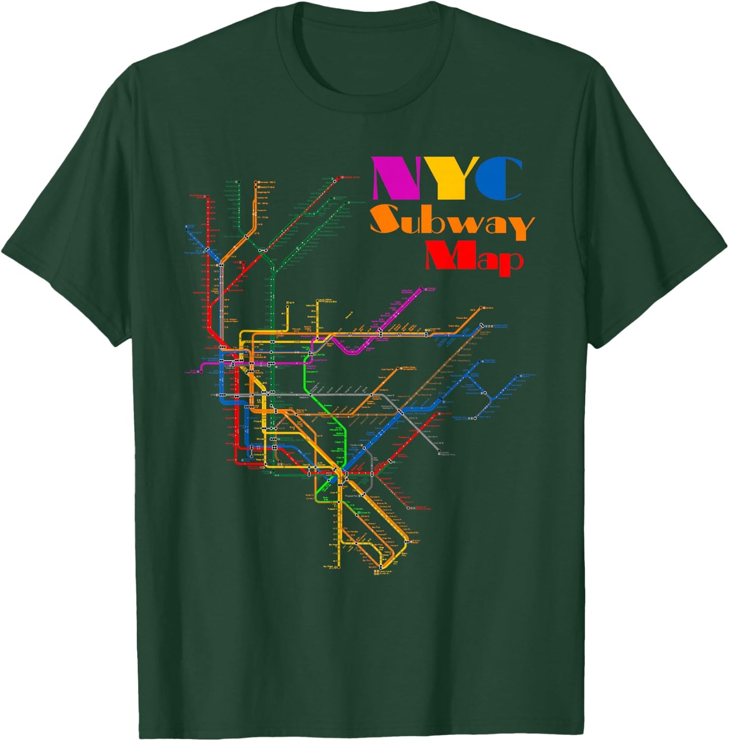 New York City Subway Map Shirt NYC Metro Map Gift T-Shirt - T-Shirt | Forest