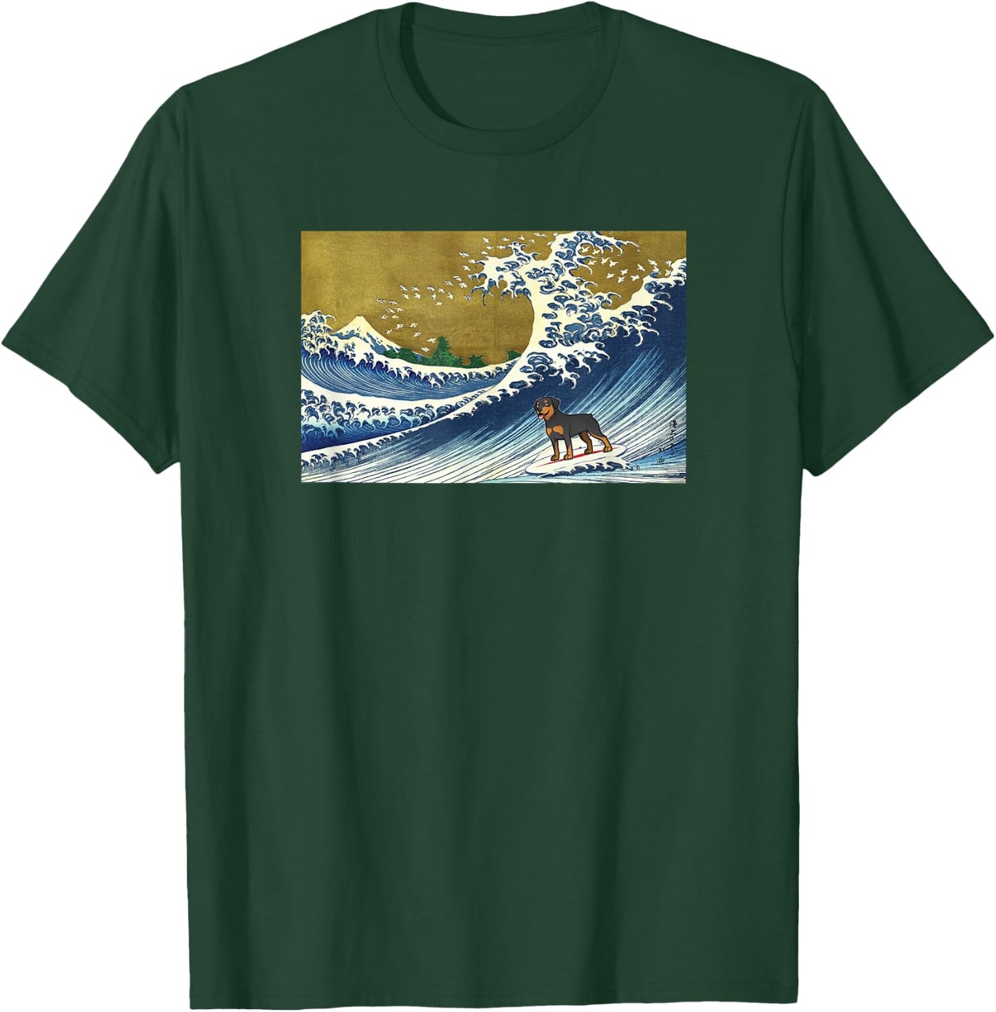 Funny Retro Vintage Surfing A Great Wave Rottweiler Lover T-Shirt - T-Shirt | Forest