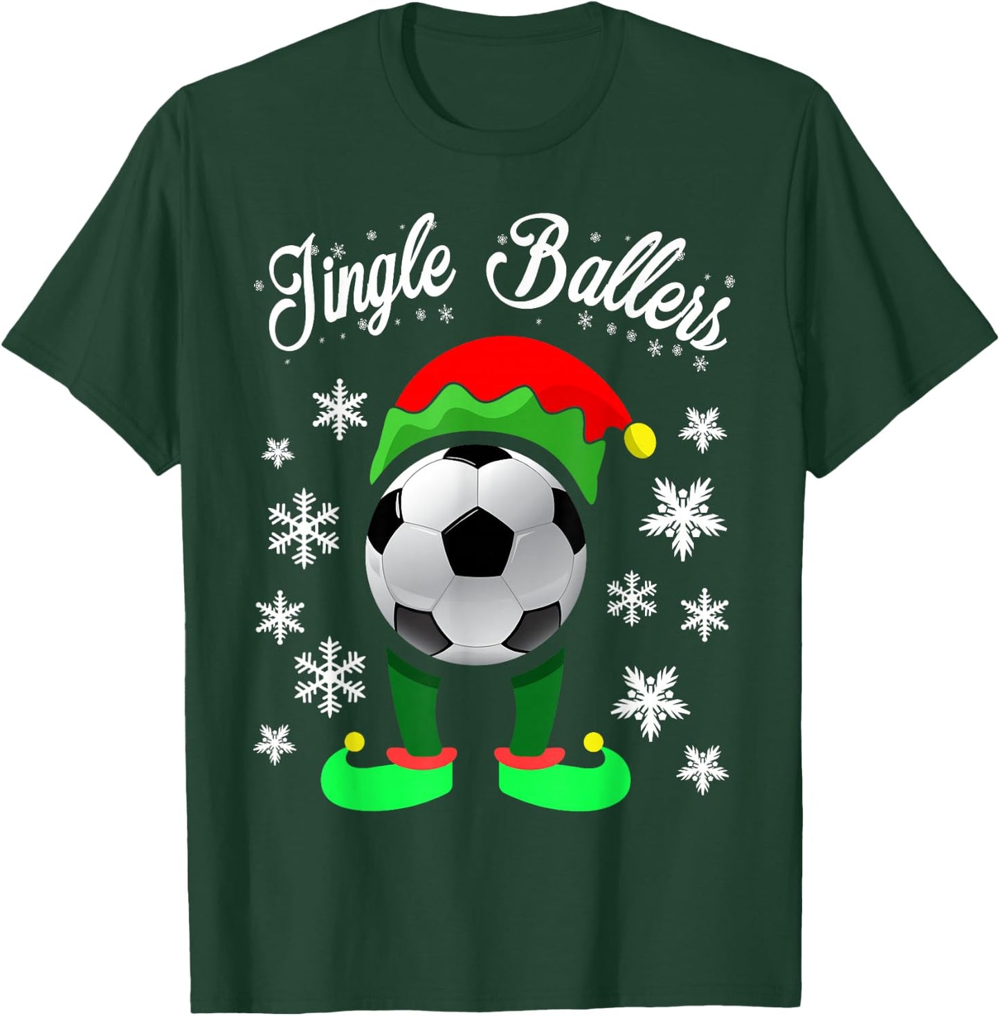 Jingle Ballers Christmas Soccer Football Elf T-Shirt - T-Shirt | Forest