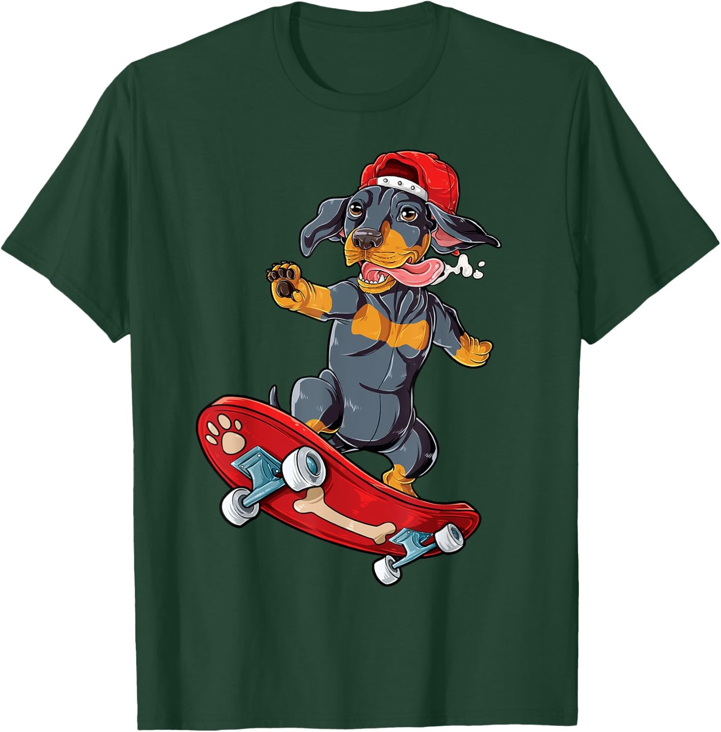 Dachshund Skateboard T shirt Wiener Dog Funny Skateboarding Men Women Kids T-Shirt - T-Shirt | Forest