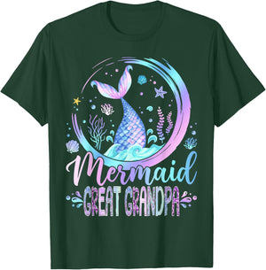 Mermaid Great Grandpa Family Matching Girl Birthday Party T-Shirt - T-Shirt | Forest