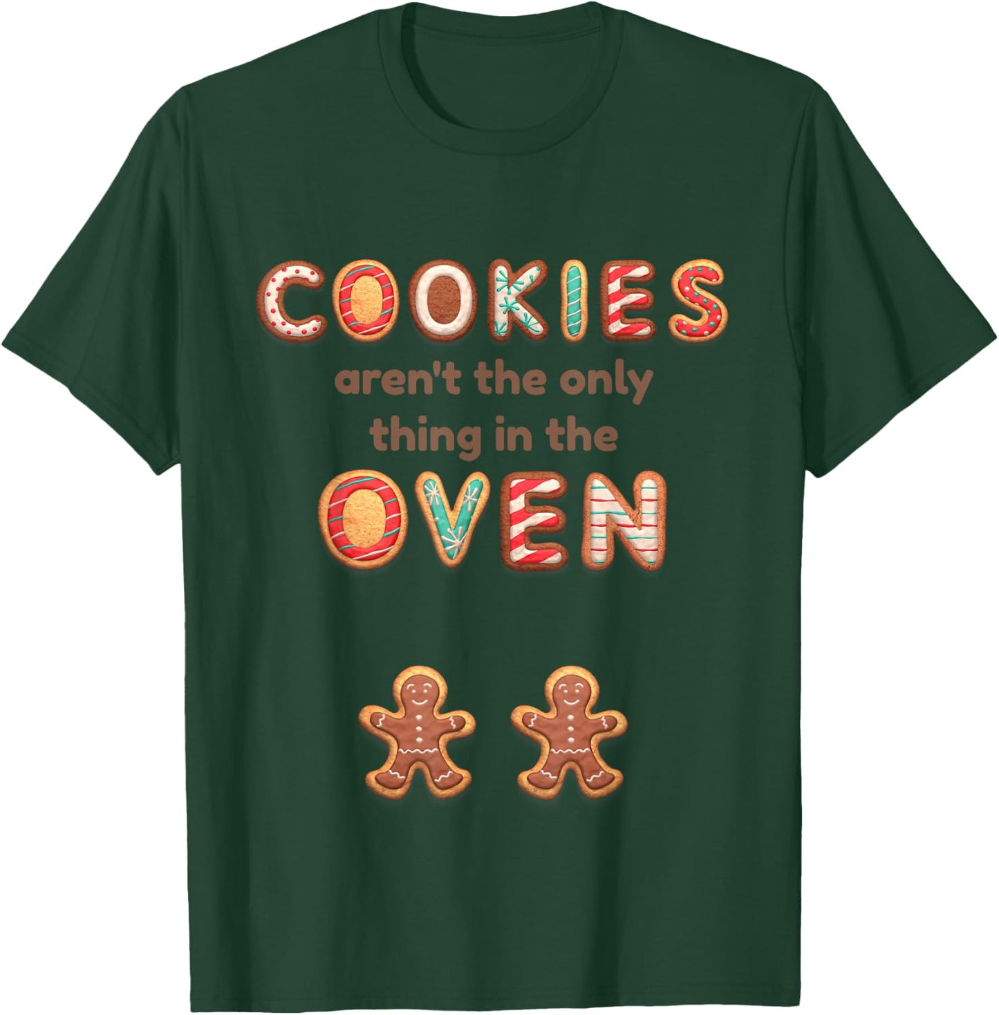 Twin Pregnancy Christmas Announcement Baking Cookies T-Shirt - T-Shirt | Forest