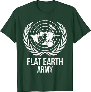 Flat Earth Army T Shirt Planet Map Society Men Women Gift T-Shirt - T-Shirt | Forest