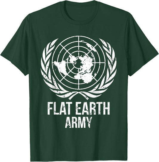 Flat Earth Army T Shirt Planet Map Society Men Women Gift T-Shirt - T-Shirt | Forest
