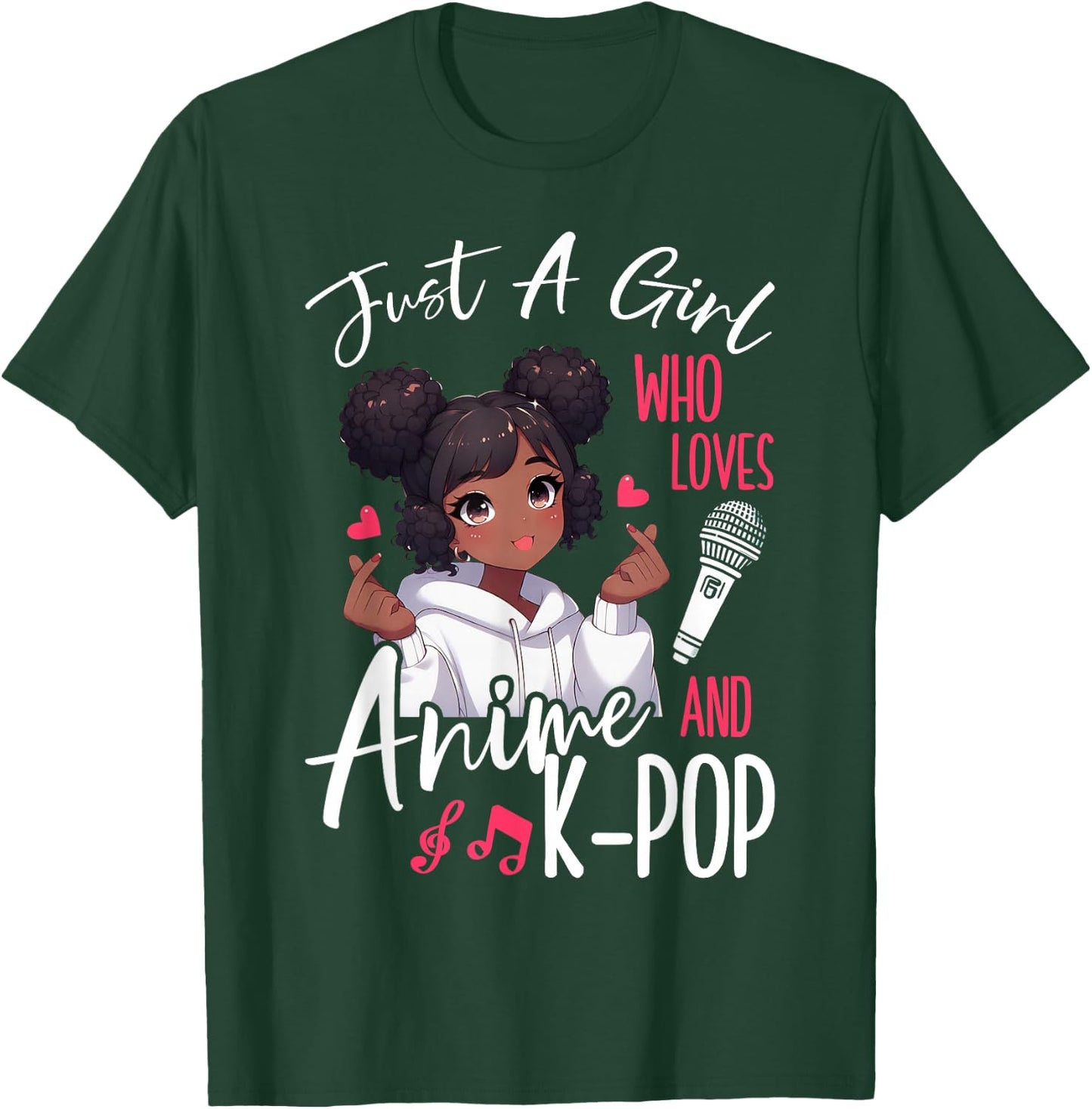 Just A Girl Who Loves Anime and K-Pop African American Afro T-Shirt - T-Shirt | Forest