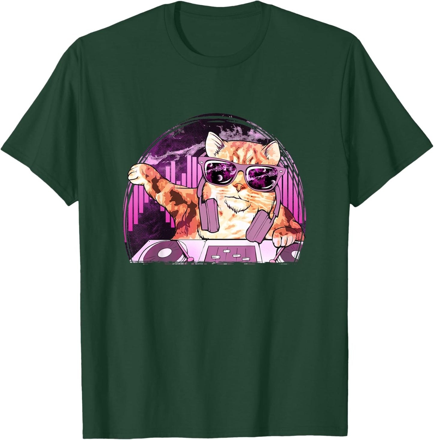 Cat Shirt - Cool Kitty Cat DJ Space Music Kids T-Shirt - T-Shirt | Forest