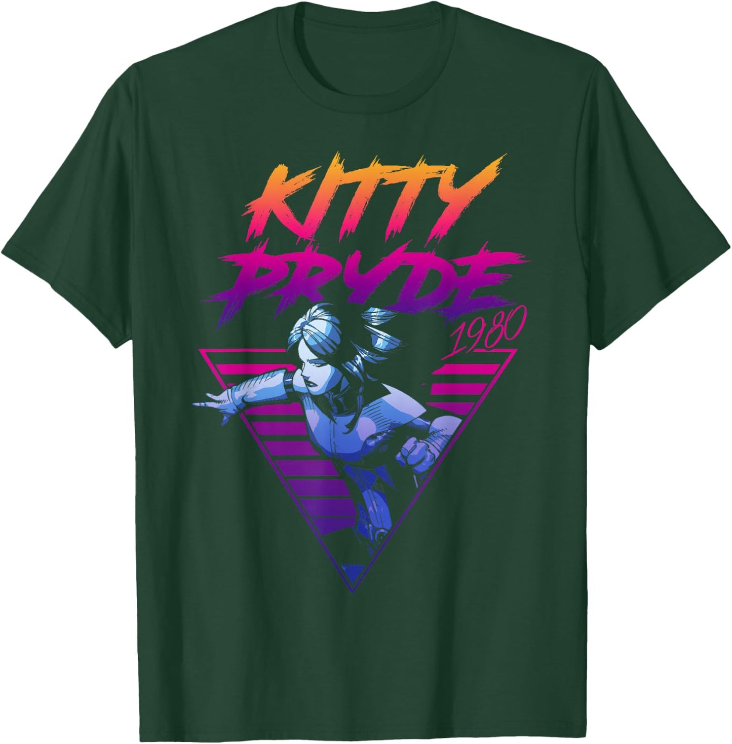 Marvel X-Men Kitty Pryde Retro Neon Triangle Graphic T-Shirt - T-Shirt | Forest