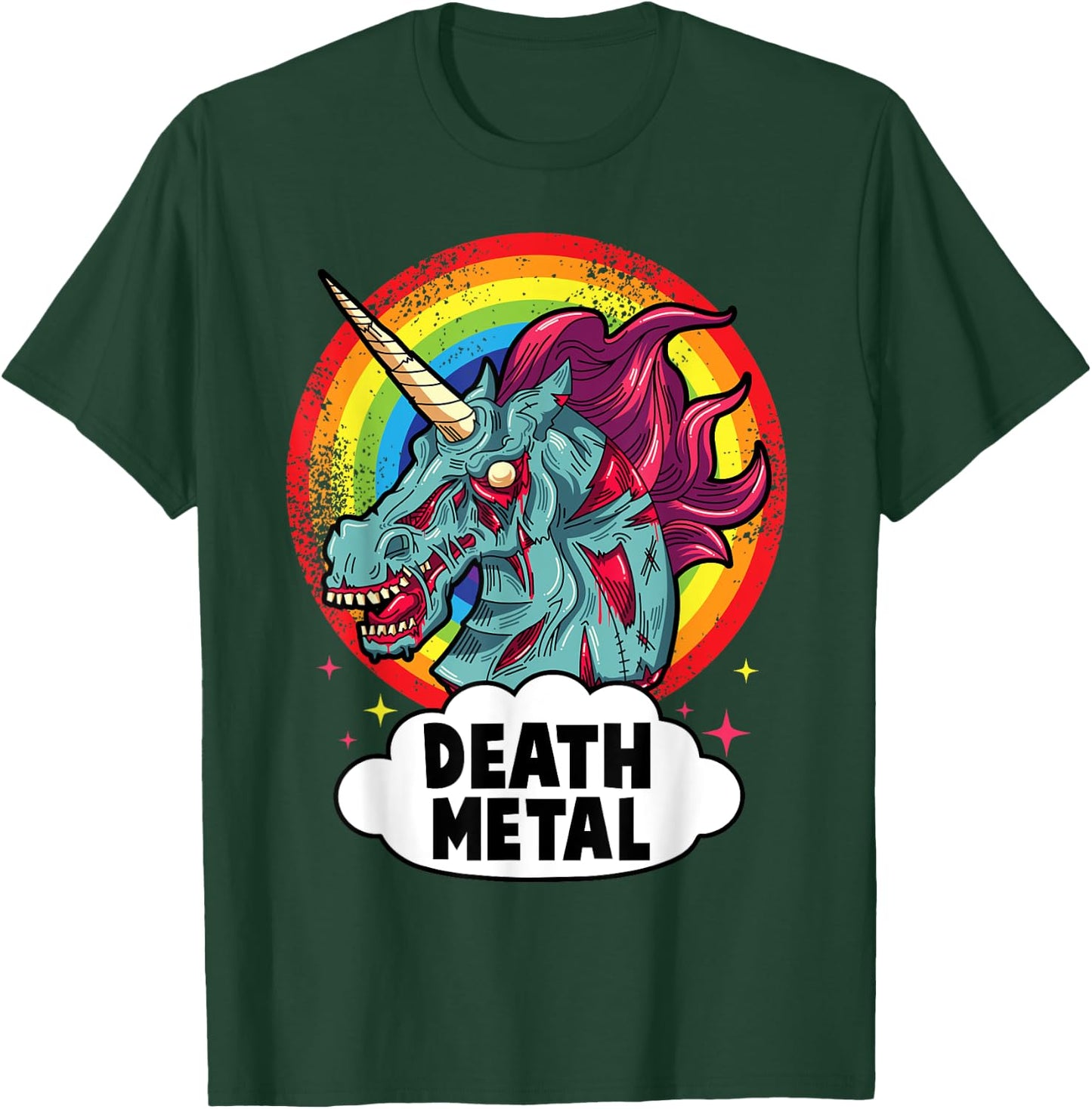 Death Metal Unicorn Rainbow Rocker Emo Zombie. T-Shirt - T-Shirt | Forest