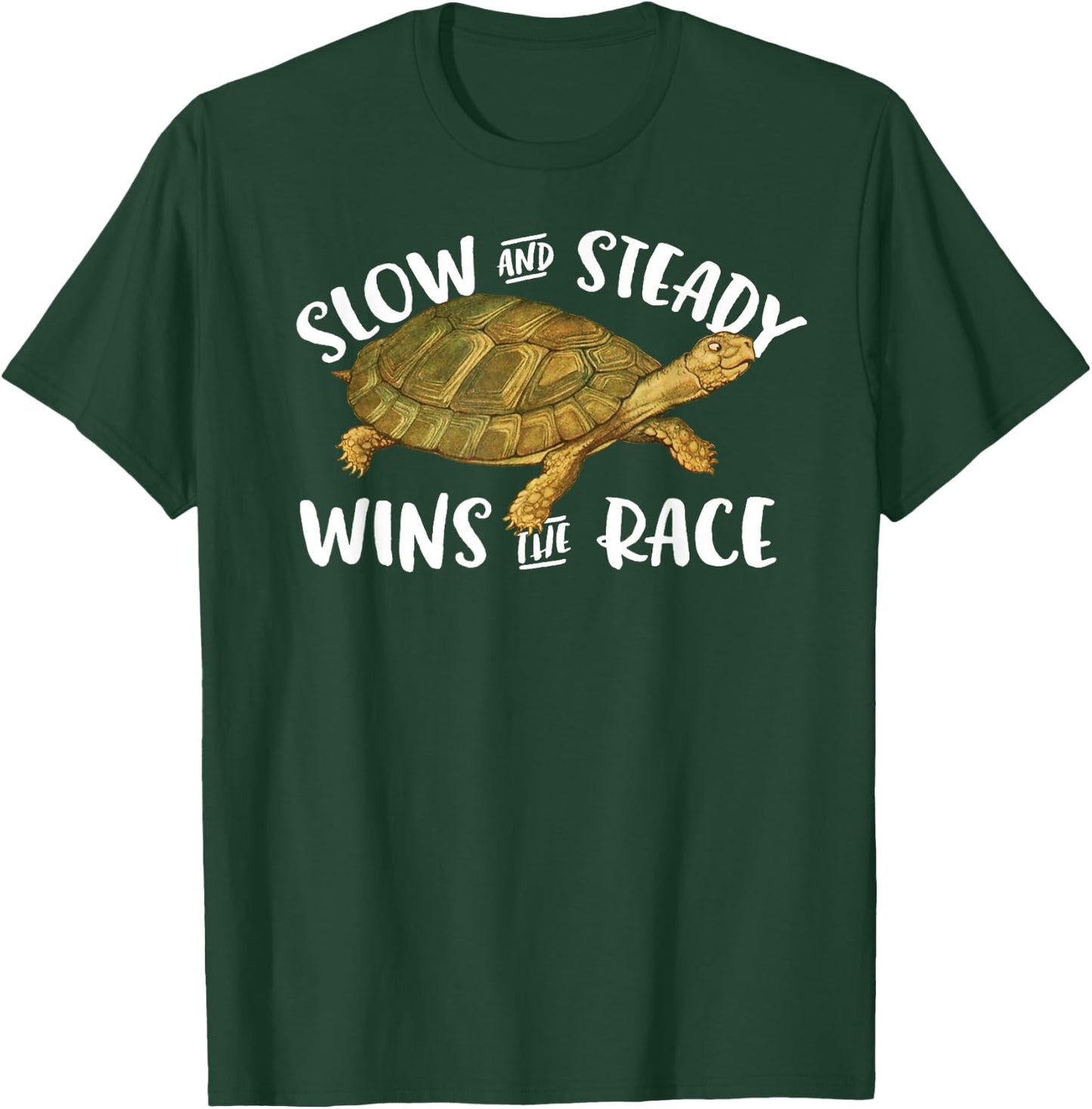 Slow and Steady Wins the Race Tortoise and the Hare Fable T-Shirt - T-Shirt | Forest