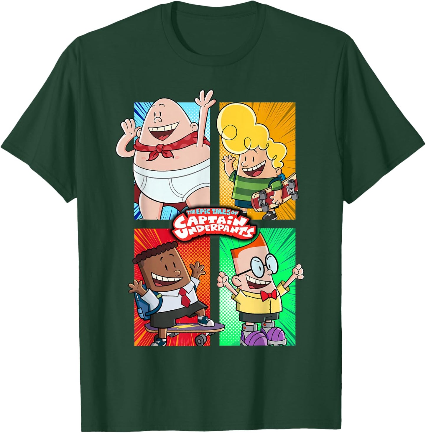 Captain Underpants The First Epic Movie 4 Square Friends T-Shirt - T-Shirt | Forest