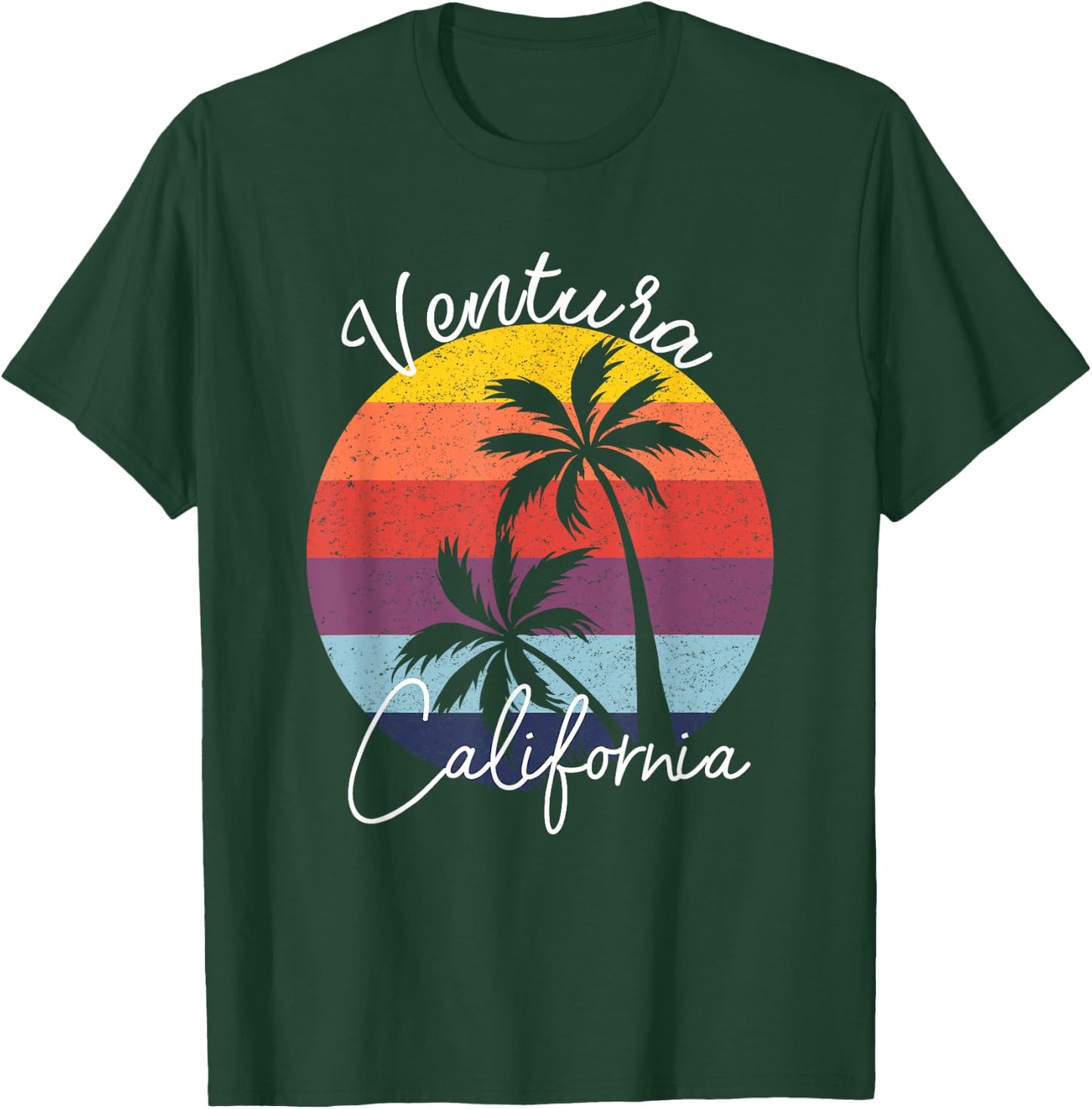 Ventura California Vintage 80's Beach Sunset Surfer Gift T-Shirt - T-Shirt | Forest