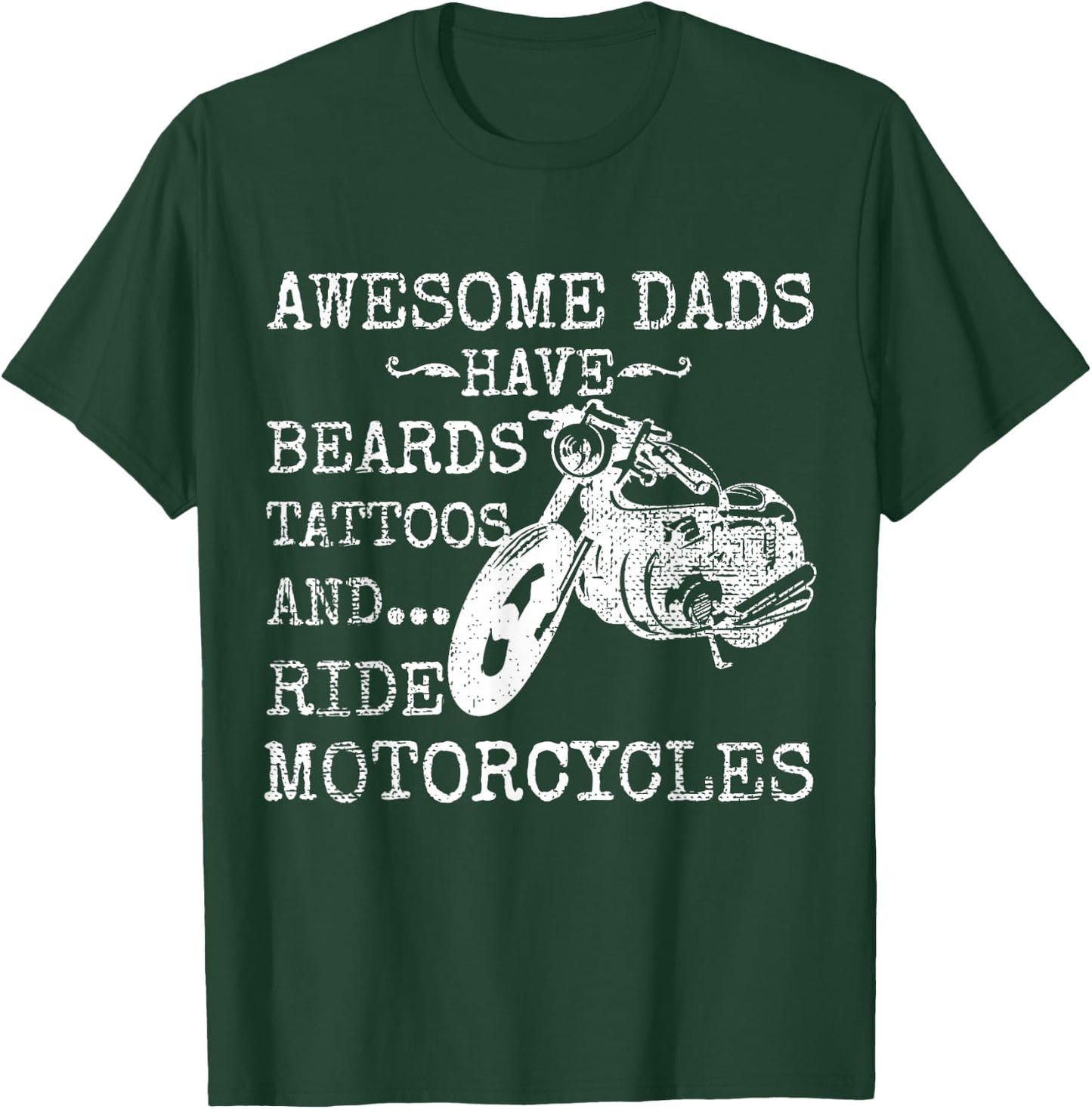 Funny Beard Shirt Awesome Dad Beard Tattoos and Motorcycles T-Shirt - T-Shirt | Forest
