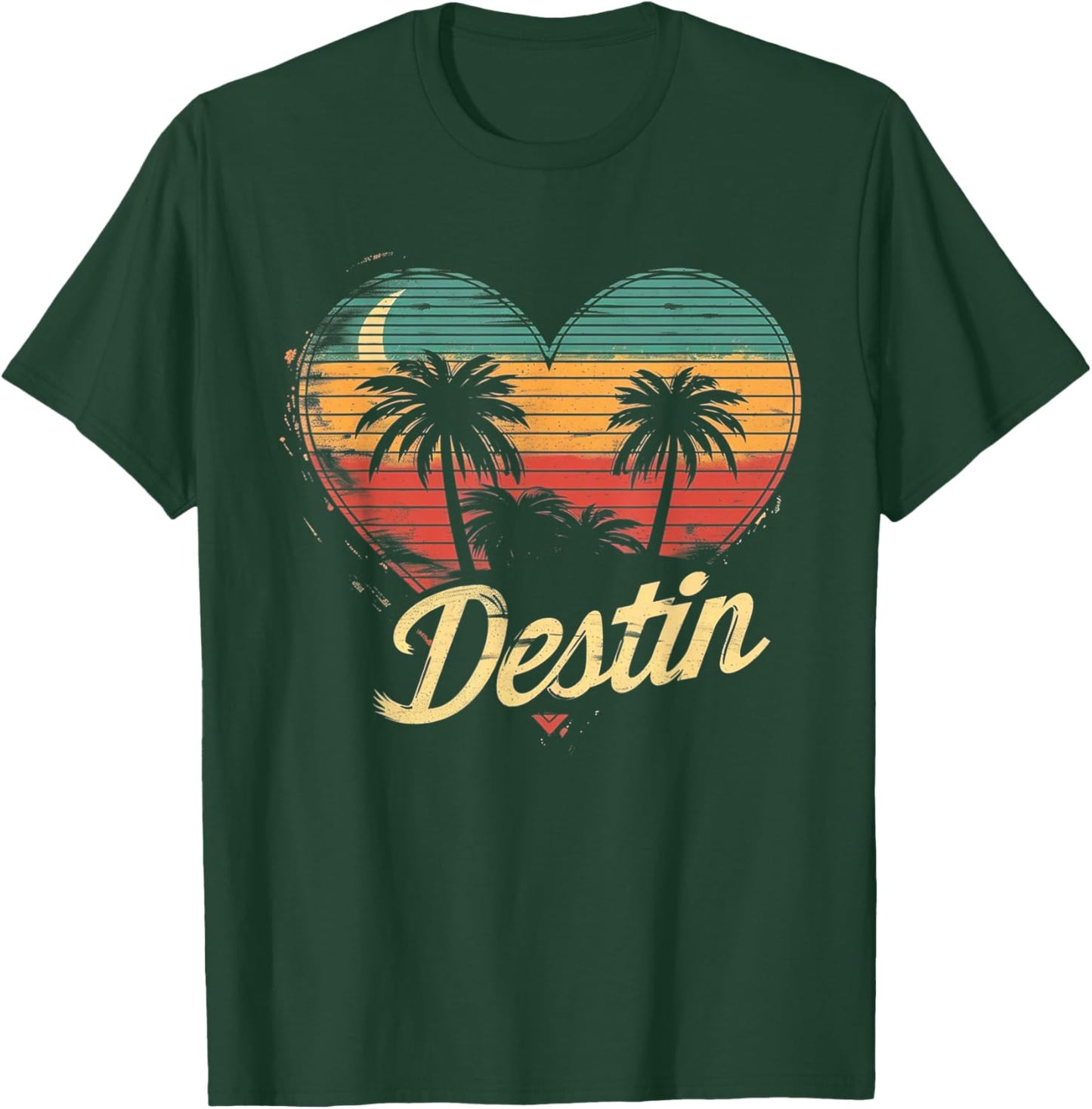 Destin Florida - Heart Vintage Love Women Kids Retro Pride T-Shirt - T-Shirt | Forest