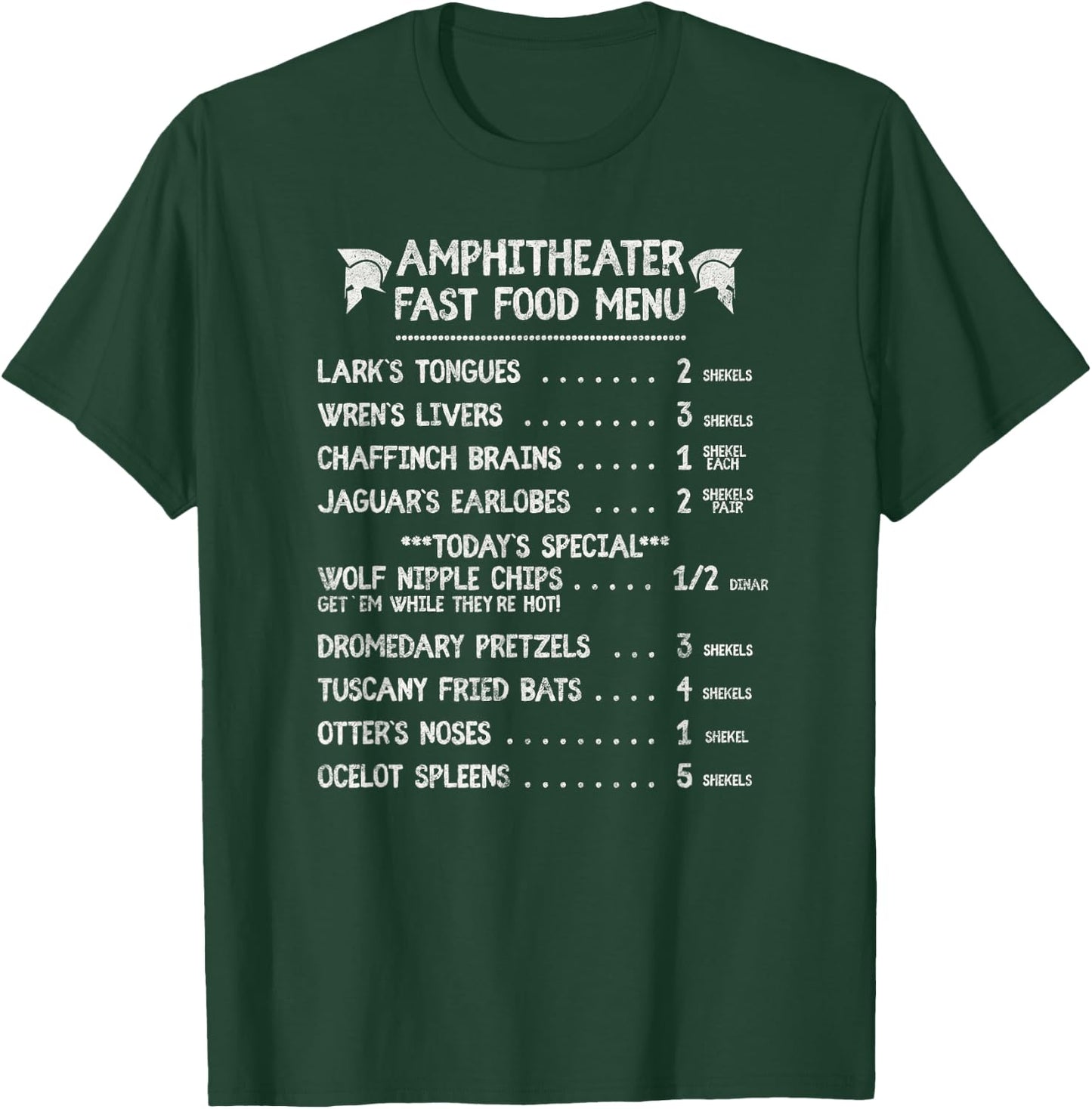 Wolf Nipple Chips Funny Fast Food Menu, Ancient Roman Style T-Shirt - T-Shirt | Forest