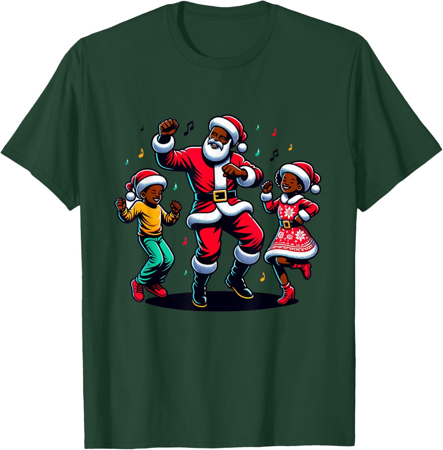 Black Christmas African American Santa Claus Christmas PJ T-Shirt - T-Shirt | Forest