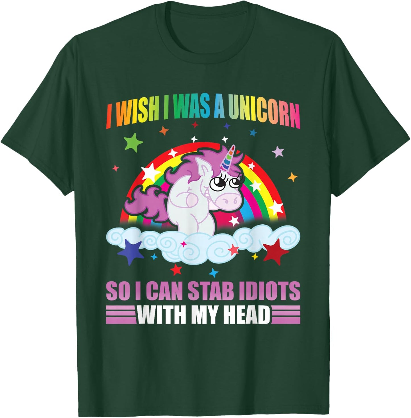 I Wish I Was A Unicorn Funny Unicorn I Hate People Unicorns T-Shirt - T-Shirt | Forest
