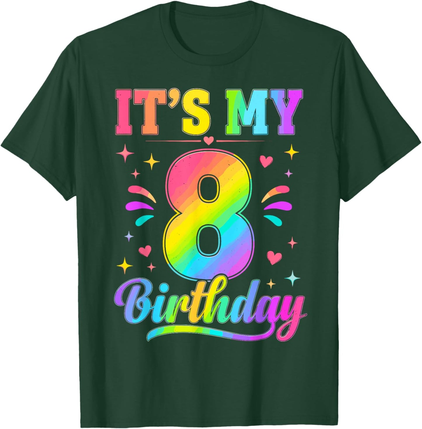 8th Birthday It's My 8 Bday Girls Boys Turning 8 Birthday T-Shirt - T-Shirt | Forest