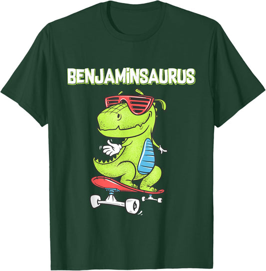 BENJAMINSAURUS shirt name birthday gift dinosaur t rex T-Shirt - T-Shirt | Forest