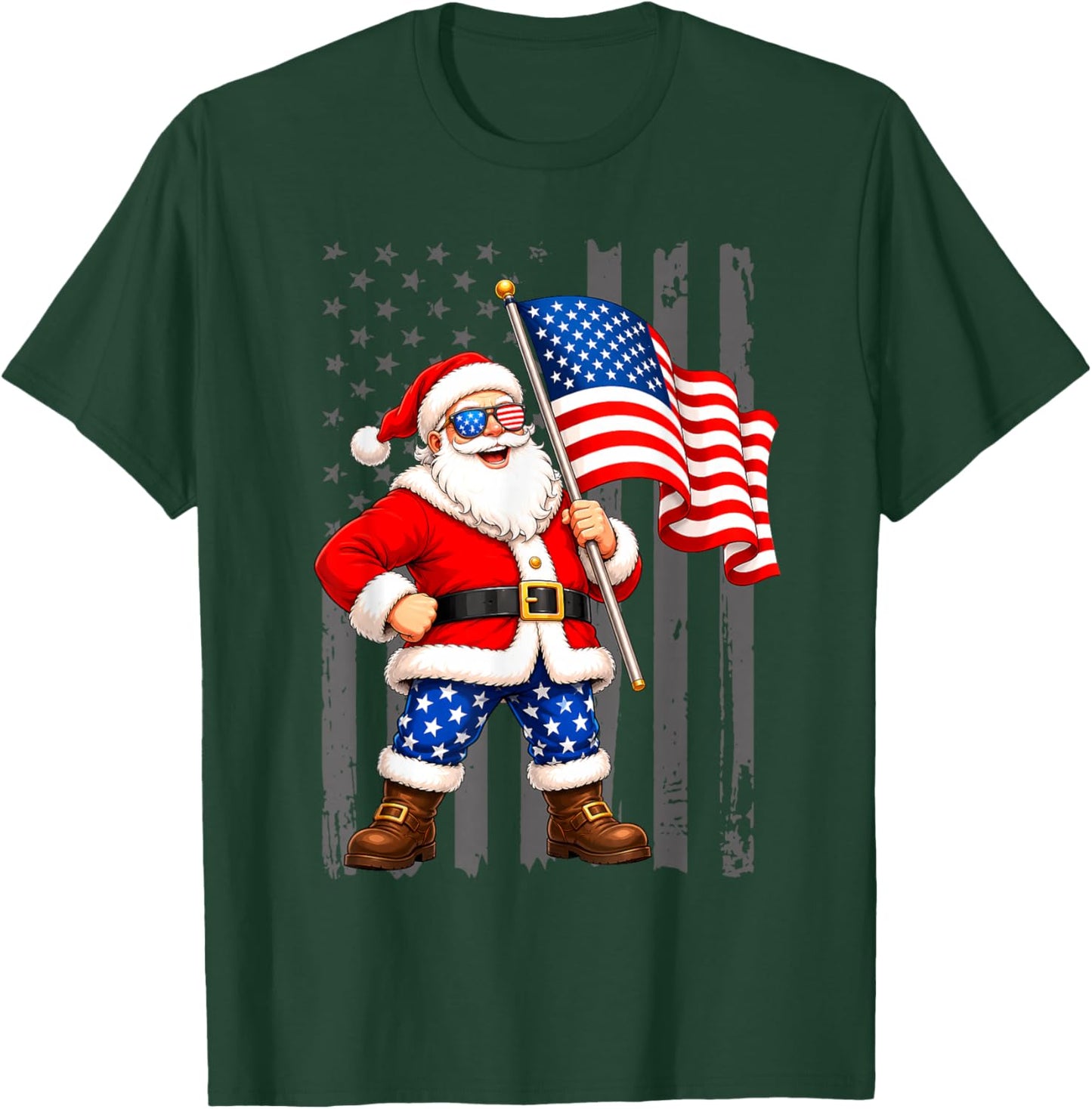 Patriotic Santa USA American Flag Christmas 4th of July Men T-Shirt - T-Shirt | Forest