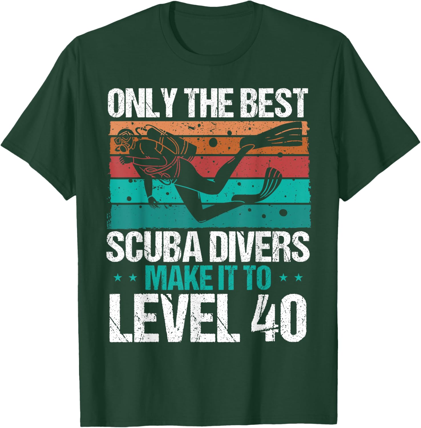 40 Birthday Scuba Diving Level 40 Year Old Diver Snorkeling T-Shirt - T-Shirt | Forest