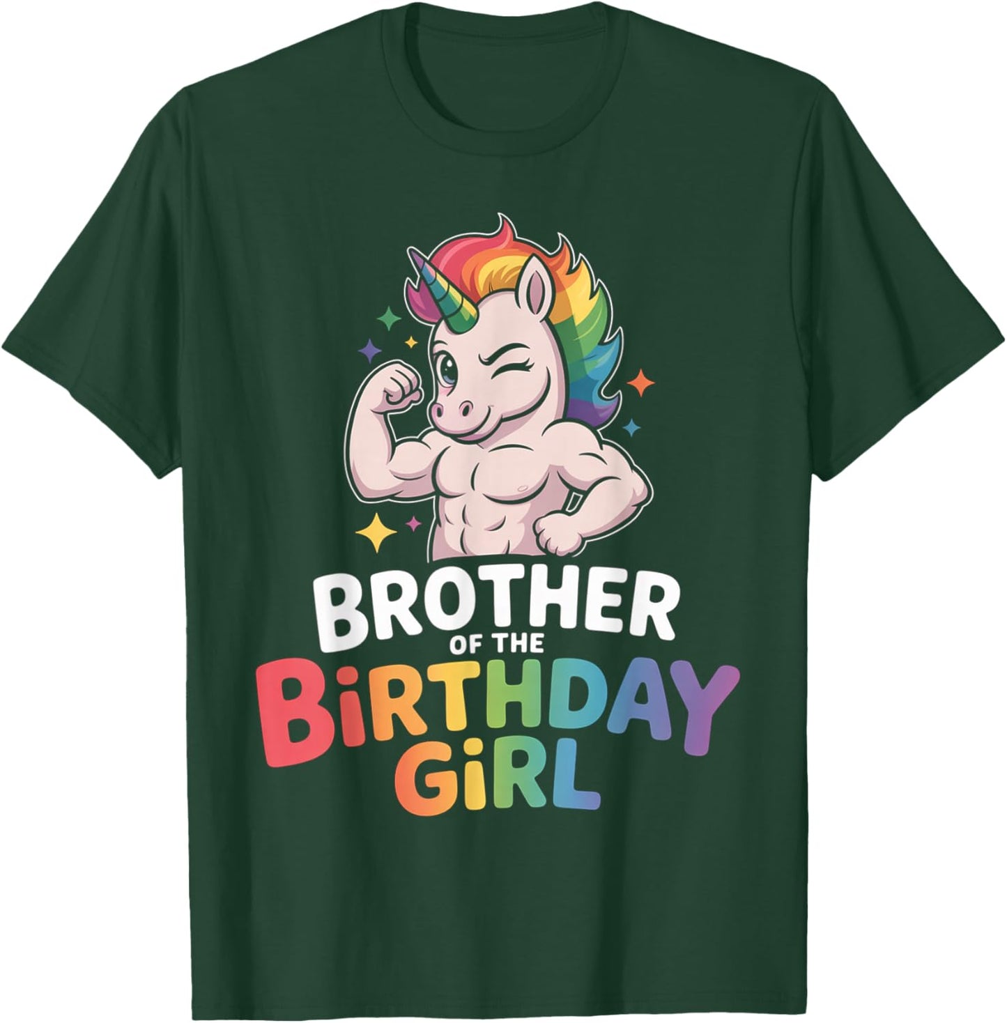 Brother of Birthday Girl Unicorn Boys Son Grandkid Nephew T-Shirt - T-Shirt | Forest
