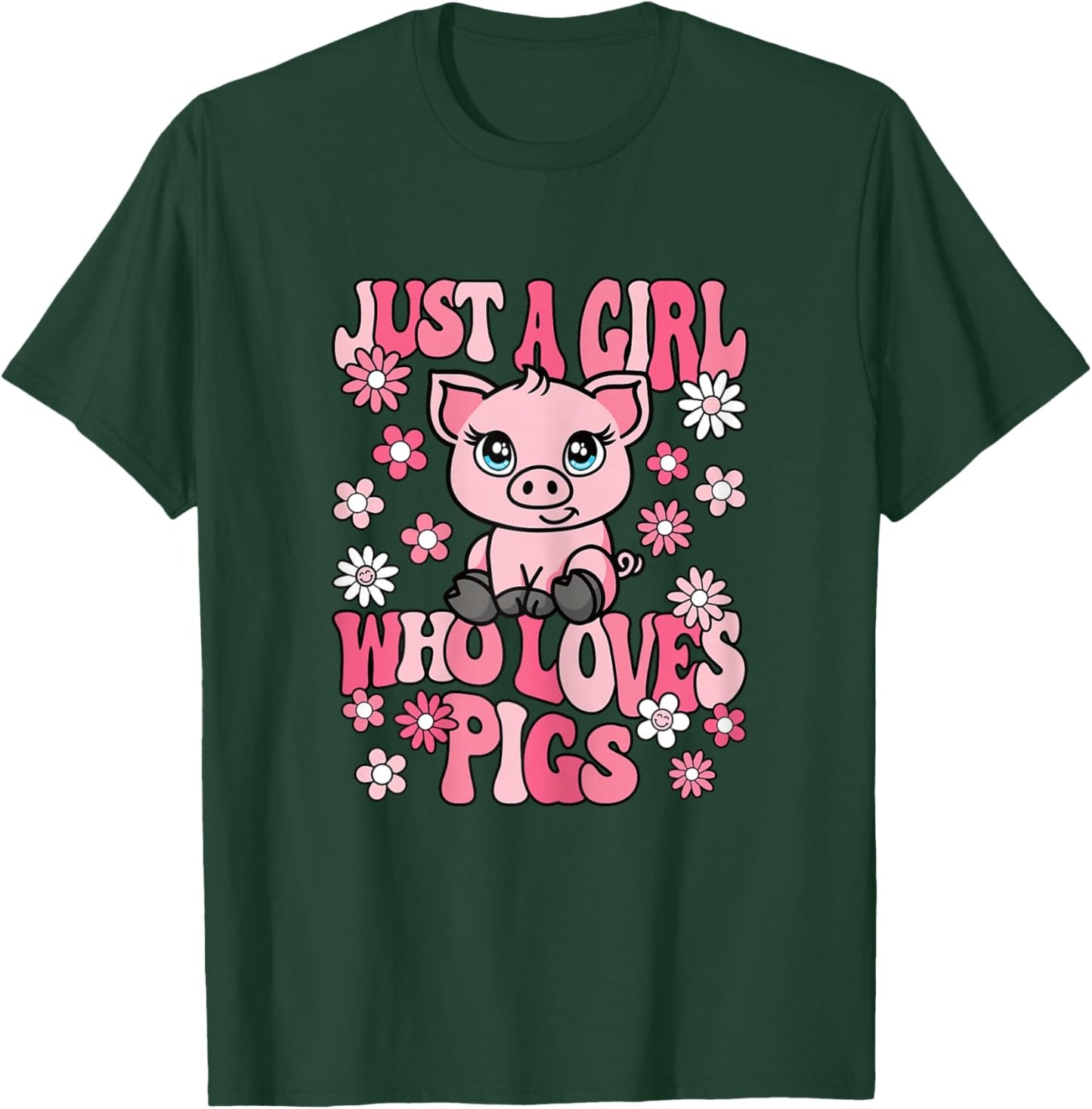 Just A Girl Who Loves Pigs Groovy Pig Lover Girls Kids T-Shirt - T-Shirt | Forest
