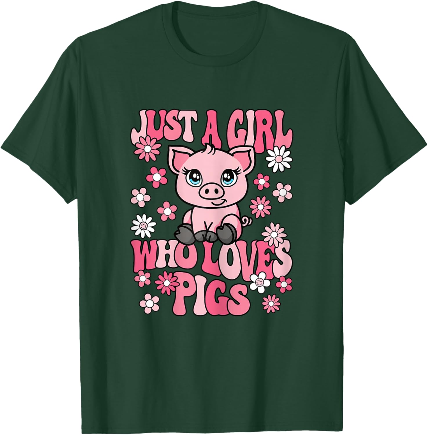 Just A Girl Who Loves Pigs Groovy Pig Lover Girls Kids T-Shirt - T-Shirt | Forest