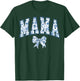 MAMA Blue Floral Coquette Bow Motherhood Mom Top T-Shirt - T-Shirt | Forest
