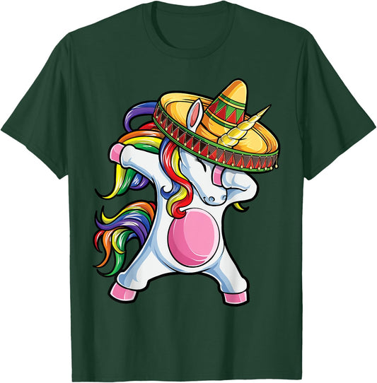 Dabbing Unicorn Shirt Cinco de Mayo Kids Girls Women Mexican T-Shirt - T-Shirt | Forest