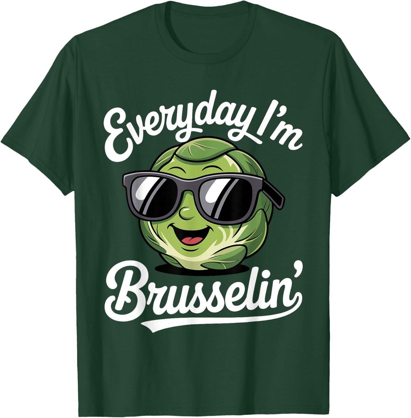 Funny Brussels Sprout Art Women Kids Vegetable Lover T-Shirt - T-Shirt | Forest