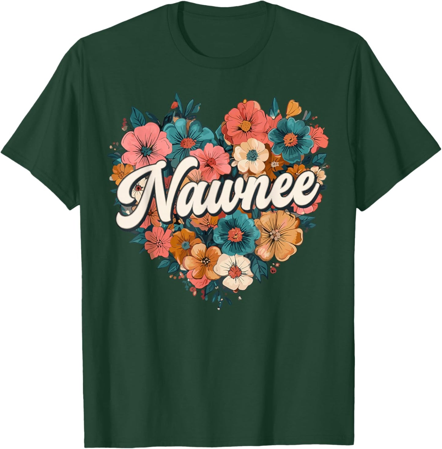 Nawnee Floral Heart Flower Mother's Day Retro Vintage T-Shirt - T-Shirt | Forest