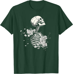 Floral Skeleton Gothic Occult Witchy Dark Creepy Design T-Shirt - T-Shirt | Forest