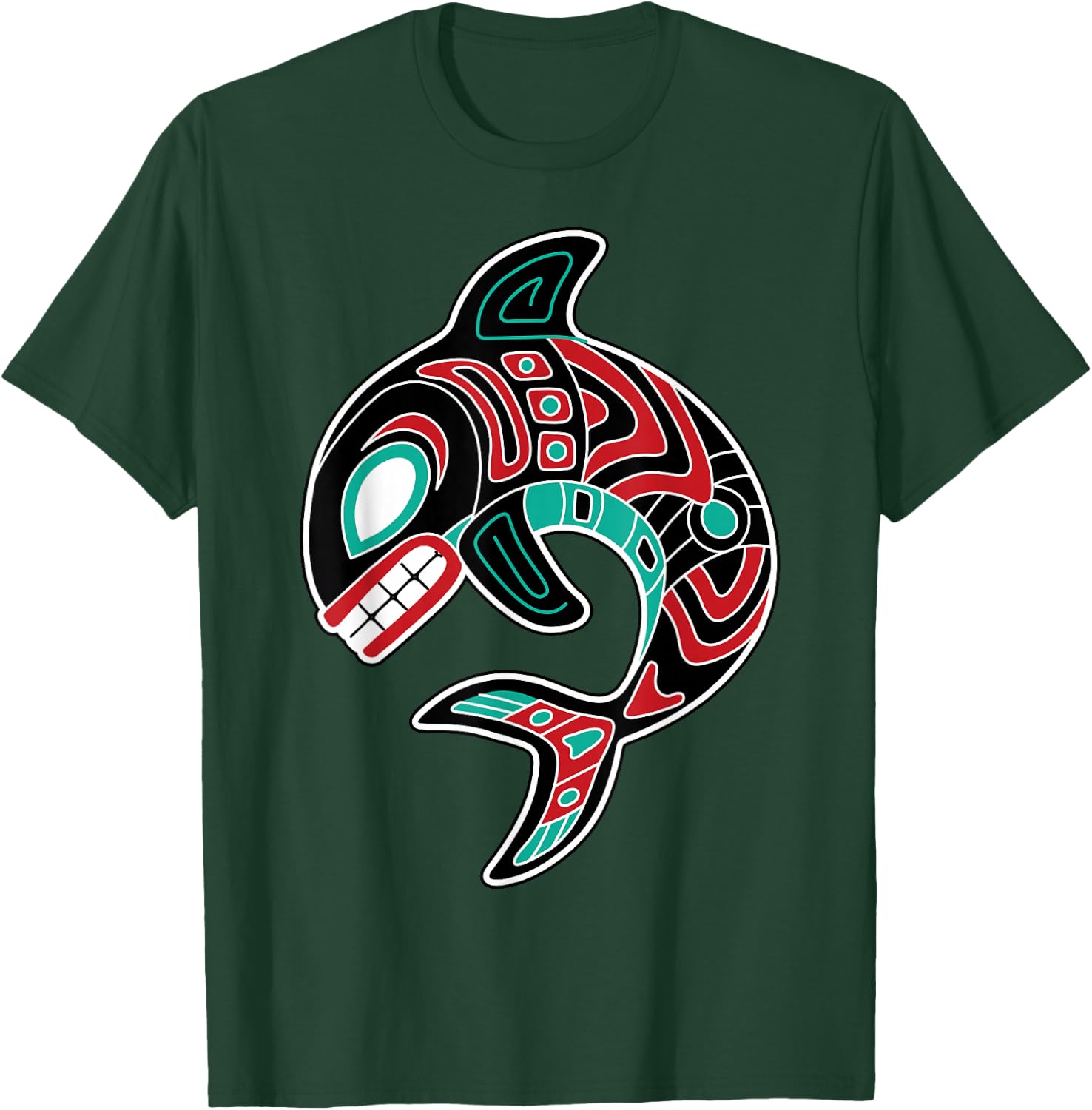 Orca Northwest American Indian Totem Killer Whale T-Shirt - T-Shirt | Forest