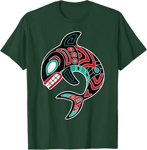 Orca Northwest American Indian Totem Killer Whale T-Shirt - T-Shirt | Forest