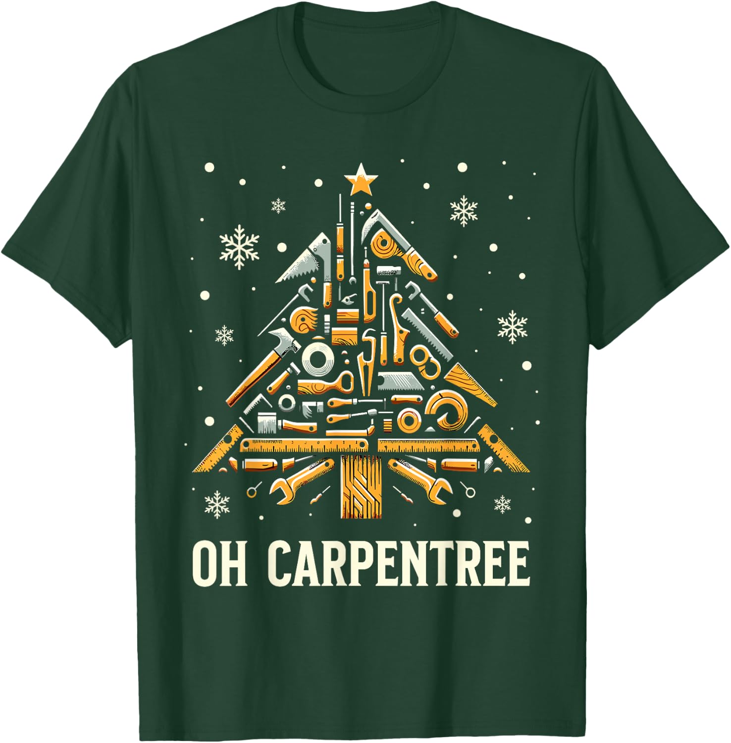 Funny Woodworker Carpenter Funny Christmas Woodworking T-Shirt - T-Shirt | Forest
