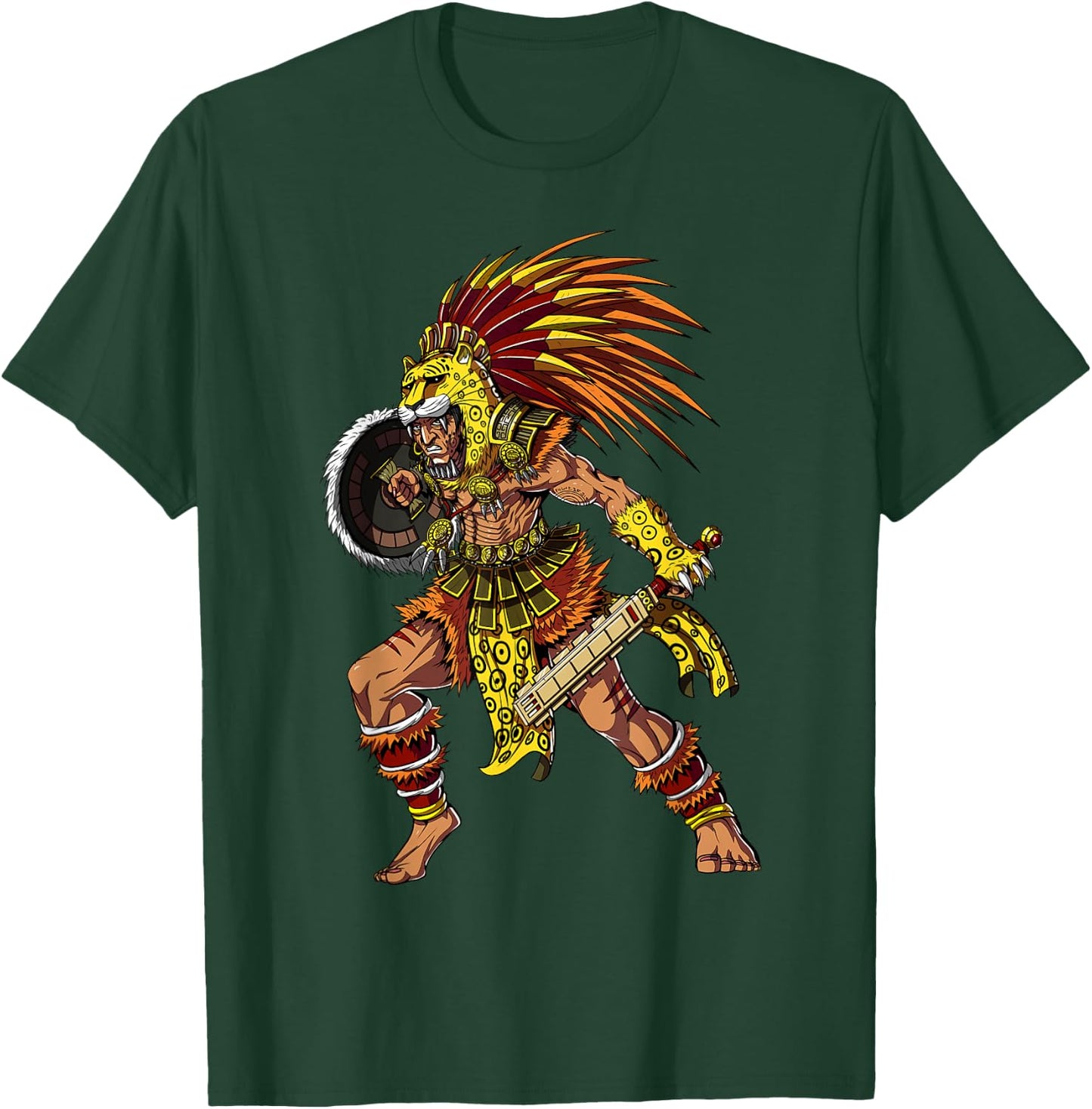 Aztec Jaguar Warrior Ancient Aztec Civilization T-Shirt - T-Shirt | Forest