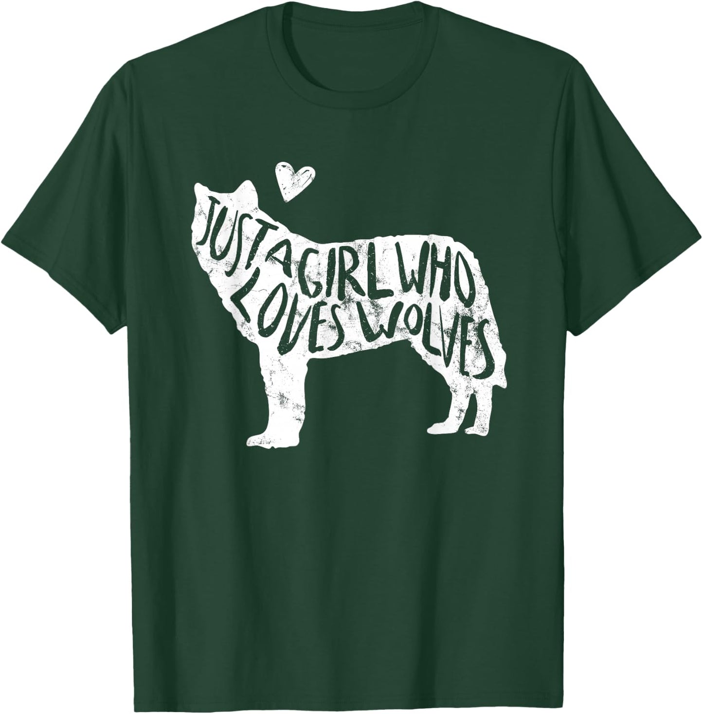 Just A Girl Who Loves Wolves Cute Wolf Silhouette Women T-Shirt - T-Shirt | Forest