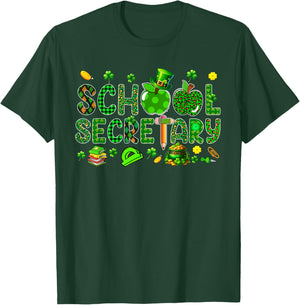 School Secretary Tools St. Patrick's Day Shamrocks Lover T-Shirt - T-Shirt | Forest