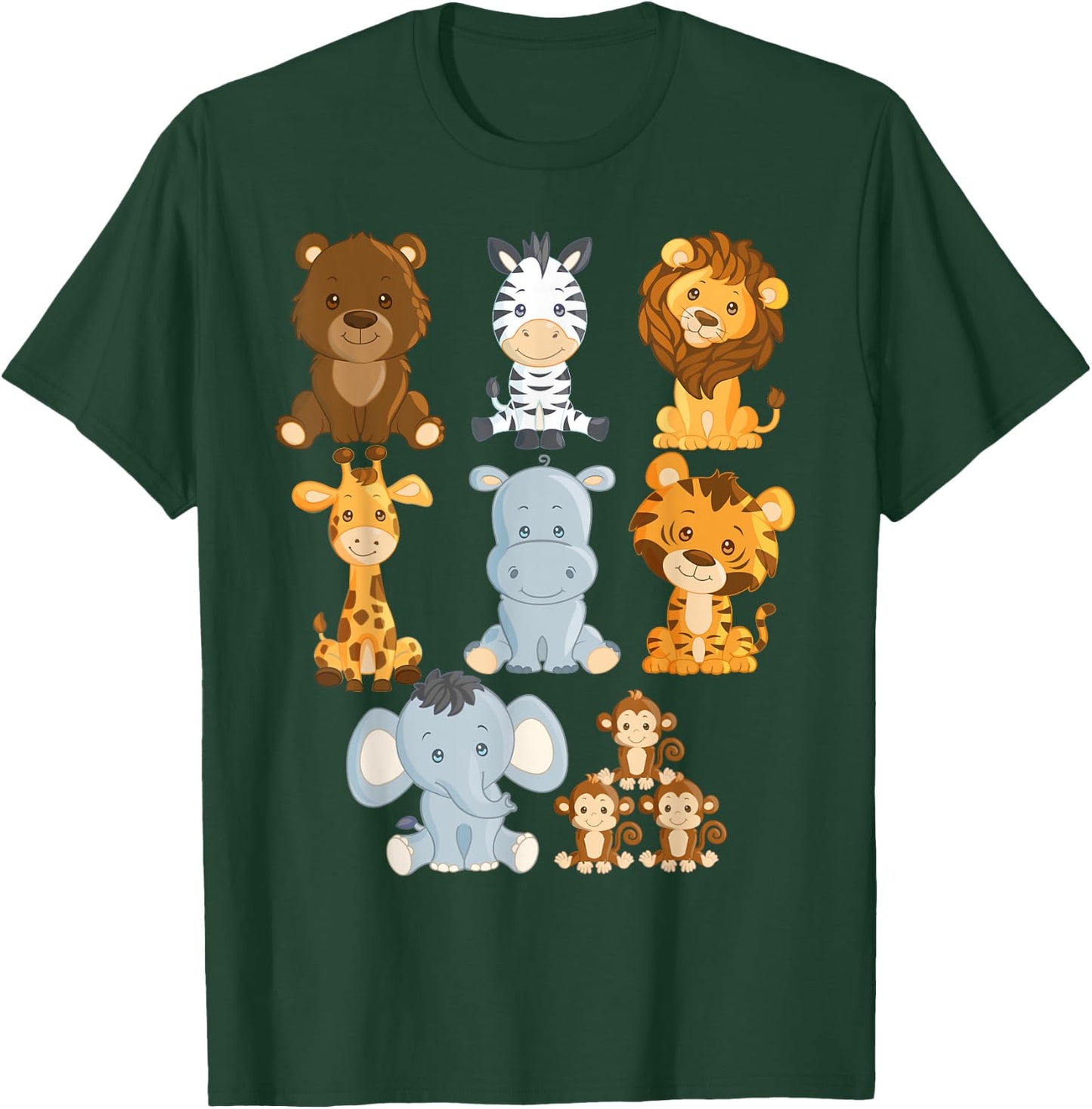 Boy's Girl's Safari Zoo Jungle Animals For Toddlers T-Shirt - T-Shirt | Forest