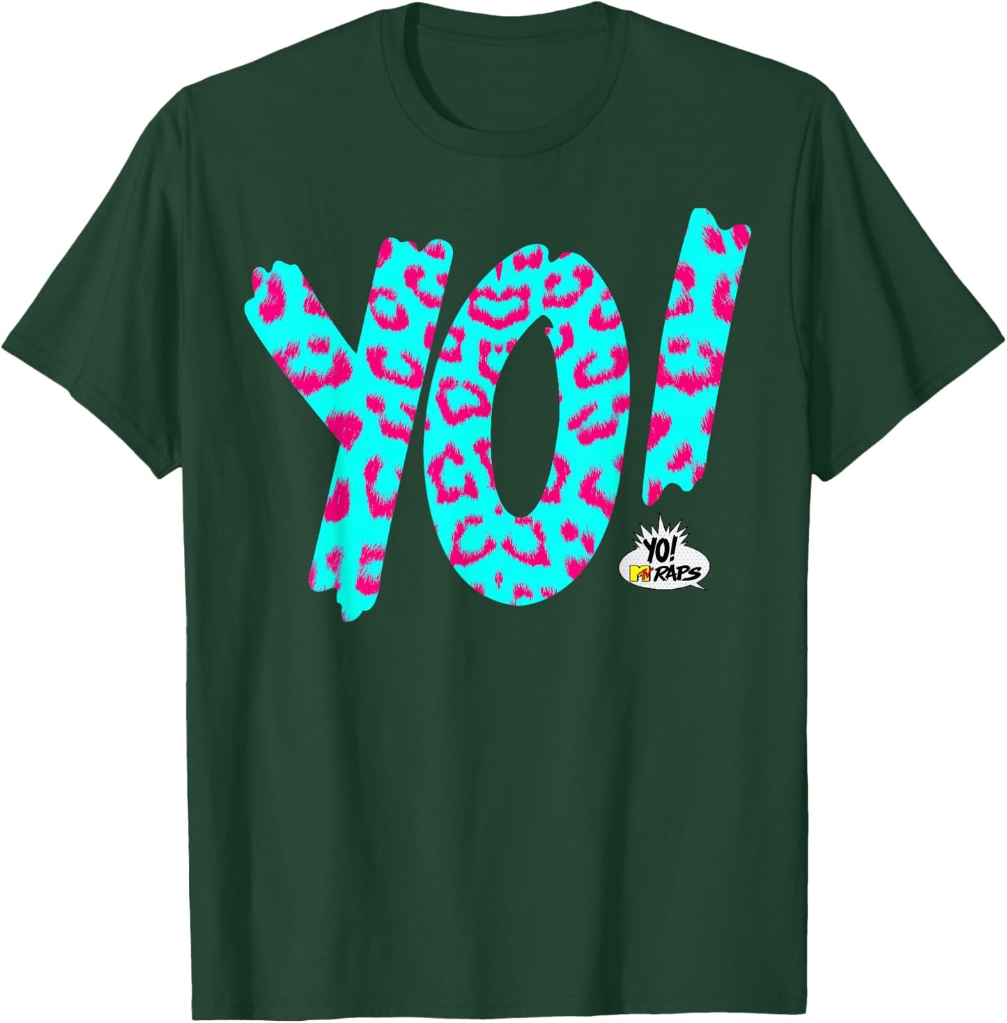 Yo! MTV Raps Neon Leopard Print Logo T-Shirt - T-Shirt | Forest